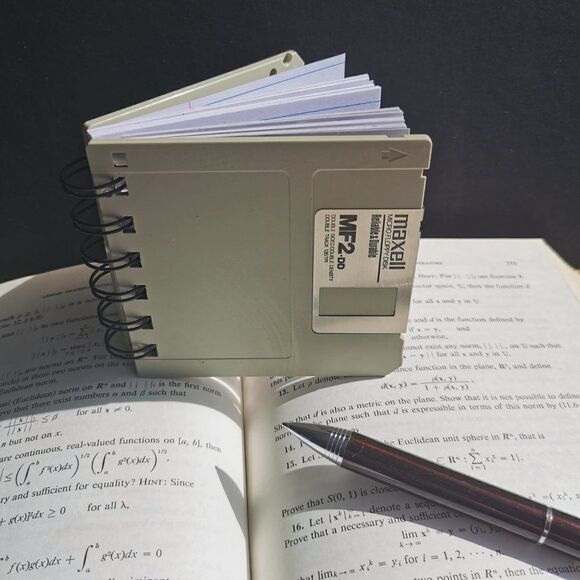 Upcycled Floppy Disk Notebook, Guy Gift for Dad Graph Paper Vintage 90s Computer - Picture 5 of 6